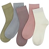 SERISIMPLE Women Thin Viscose Bamboo Socks Crew Lightweight Above Ankle Casual Dress Sock For Ladies Bootie Trouser 5 Pairs