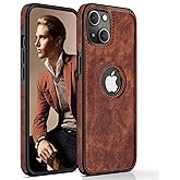LOHASIC Logo Visible for iPhone 13 Case 6.1 inch, Premium Leather Slim Luxury Elegant PU Soft Flexible Non-Slip Grip Full Body Protective Cover Men Women Phone Cases for iPhone 13 (2021) - Brown