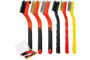 GENERIC 6Pcs Wire Brush Set, Stainless Steel/ Brass/ Nylon Bristle Brushes for Cleaning Rust, Scratch Wire Brushes for Cleaning Welding Slag, Paint and Dirt Removal