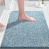 Yimobra Bathroom Rugs Non Slip Washable Ultra Soft Absorbent Microfiber Bath Mat, Dual-Tone Decor Rug with Rubber Backing for Bathroom Floor, Tub and Shower,24x17,Home Essentials,Denim Blue