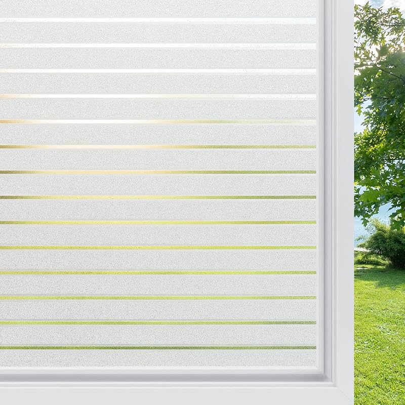 rabbitgoo Window Film Privacy 75x200 cm Frosted Stripe Glass Covering UV