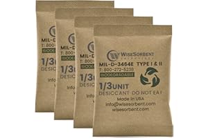 Wisesorb Kraft Clay Desiccants Packs for Safe, 11 Gram 30 Pack Dehumidifier for Gun Safe, 1/3 Unit Military Grade Moisture Absorbers, Conforms to MIL-D-3464E Type I & II Absorbents