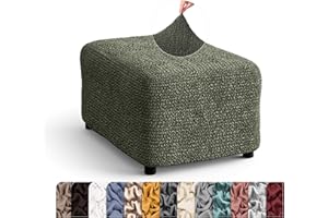 PAULATO BY GA.I.CO. Ottoman Cover Stool Cover Pouf Slipcover - Soft Polyester Fabric Slipcover - 1-Piece Form Fit Stretch Furniture Protector - Microfibra Collection - Moss Green (Ottoman)