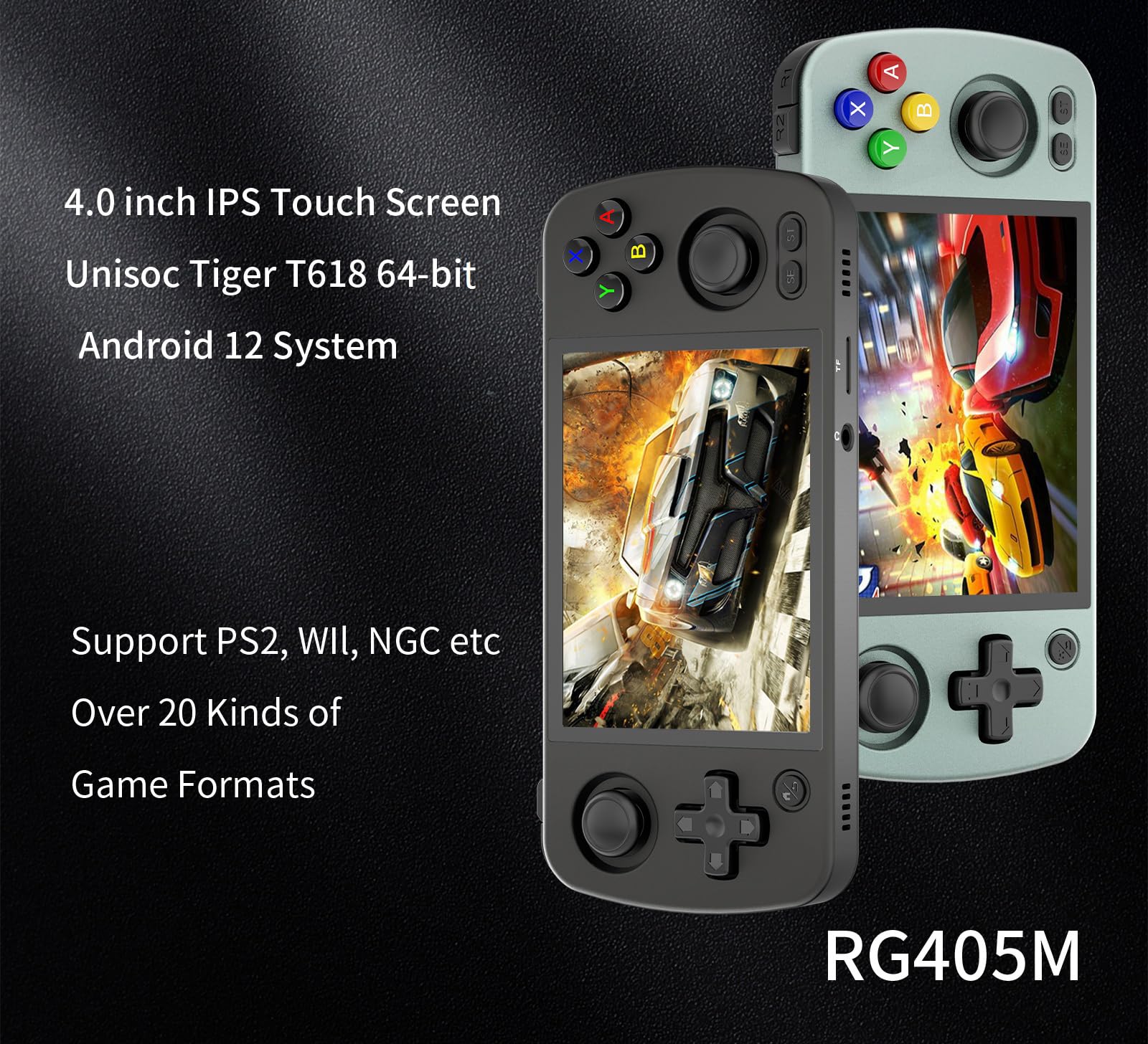 RG405M Retro Handheld Game Console , Aluminum Alloy CNC Android 12 System 4.0 Inch IPS Touch Screen with 128G TF Card 3172 Games Compatible with 5G WiFi and Bluetooth 5.0 (Black)