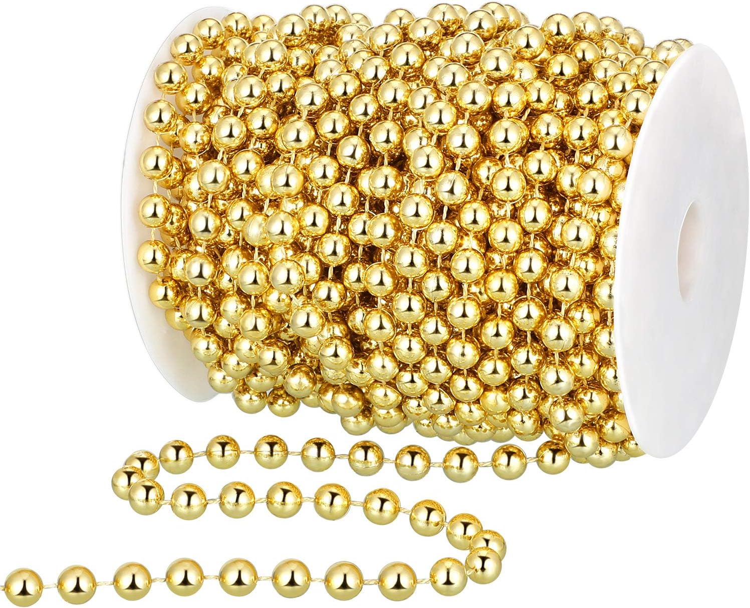 Wreaths, Garlands & Swags - 50 Feet Christmas Tree Beads Artificial Pearls Beads Garland Plastic Beads Roll for St. Patrick's Day Wedding DIY Decoration Supplies (Gold)