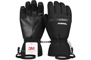 ATERCEL Waterproof Ski Gloves, Warm 3M Thinsulate Gloves, Touchscreen, for Men Women in Skiing, Snowboarding, Snowmobiling, Hiking