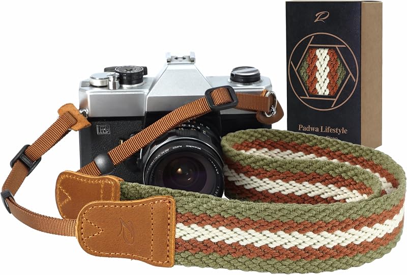 Padwa Lifestyle Camera Strap Cowhide Vintage Woven Multi-Color Adjustable Neck