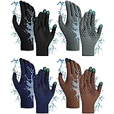 Eurzom 4 Pairs Thermal Waterproof Gloves for Adults 3-Layer Knit Touchscreen Gloves for Working, Hiking, Skiing, Riding