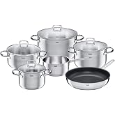 Silit Scalea Induction Cooking Pot Set with Glass Lid, Pan Coated, Polished Stainless Steel, Induction, Dishwasher Safe