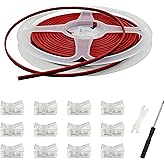 HAMRVL 12 Pack 8mm Cob Led Strip Light Connectors 2 Pin, Led Strip to Wire Solderless Transparent Track Lighting Adapter Connection with 6M/19.68ft Led Wire Extension Cable for White Led Tape 12/24V