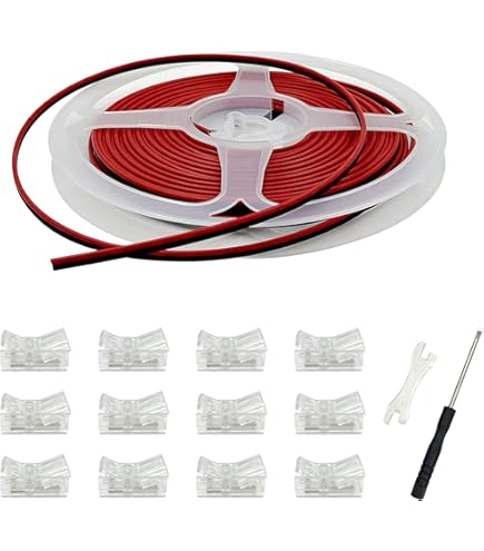Clearhill 8mm L‑Winkel LED Streifen Stecker – 10 Stück, 2‑Pin, Für 5V/12V/24V COB Strip, Transparent