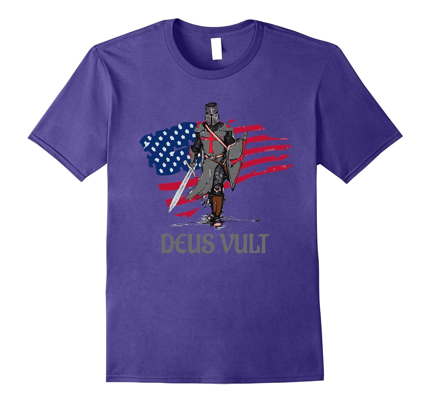 Distressed Deus Vult Crusader T-Shirt God Wills it-Rose