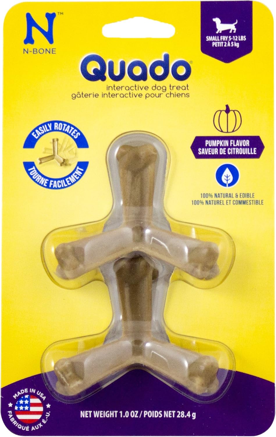 NBone Quado Interactive Chew, Pumpkin Flavor Fry(2 Pack