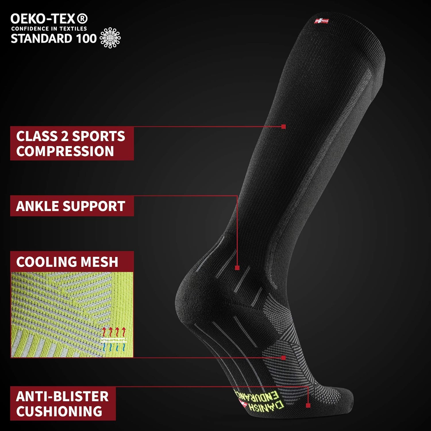 コンプレッションソックス マルチカラー（ブラックｘ1，ホワイトx1） 25.0-28.0 cm 2足