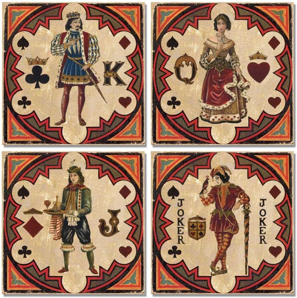 4 Playing Card King Queen Jack Joker Suited Royal Family Poker Art Prints 12x12 Posters Prints Amazon Com