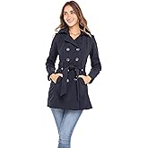 Sebby Collection Women's Soft Shell Trench Coat with Detachable Hood