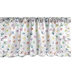 Ambesonne Cat Window Valance, Footprints of Cats