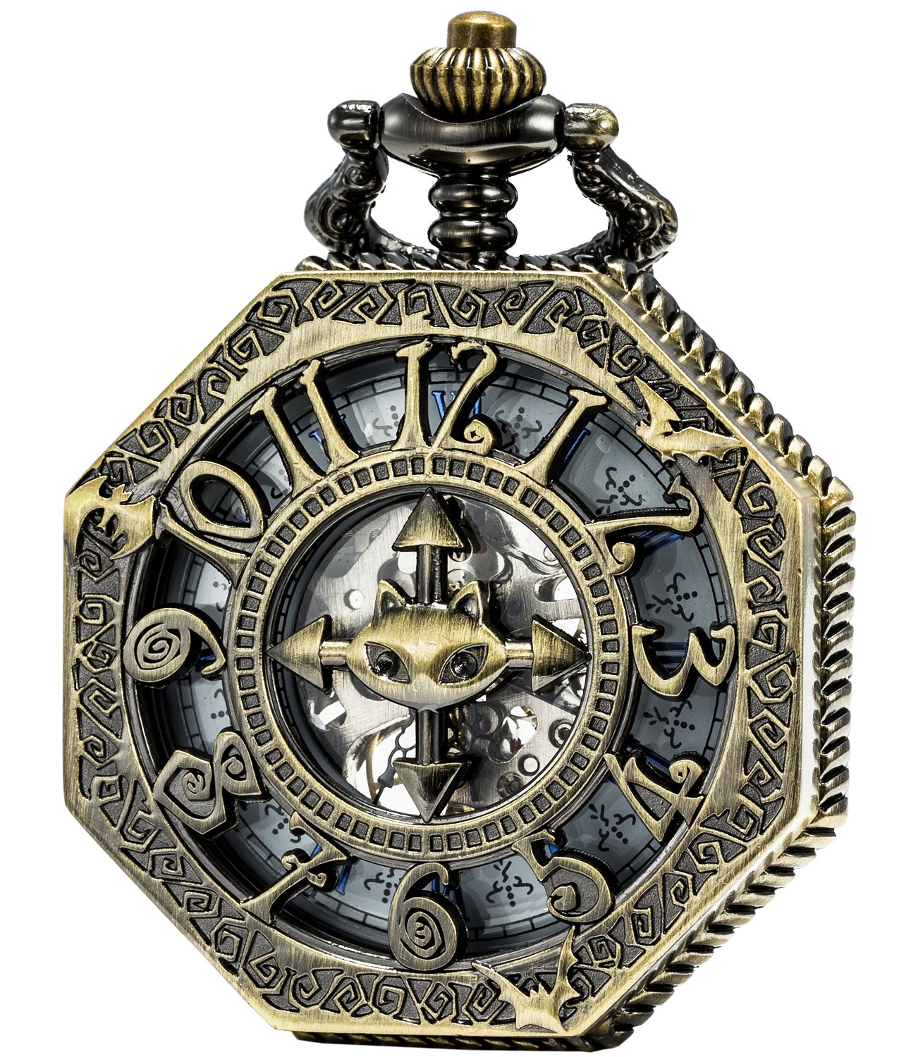 SEWOR Octagon Bat Mechanical Hand Wind Pocket Watch (Bronze)