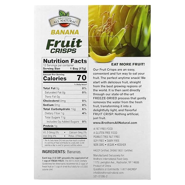 BROTHERS ALL NATURAL BANANA FRUIT CRISPS 12 COUNT, 0.59 OZ