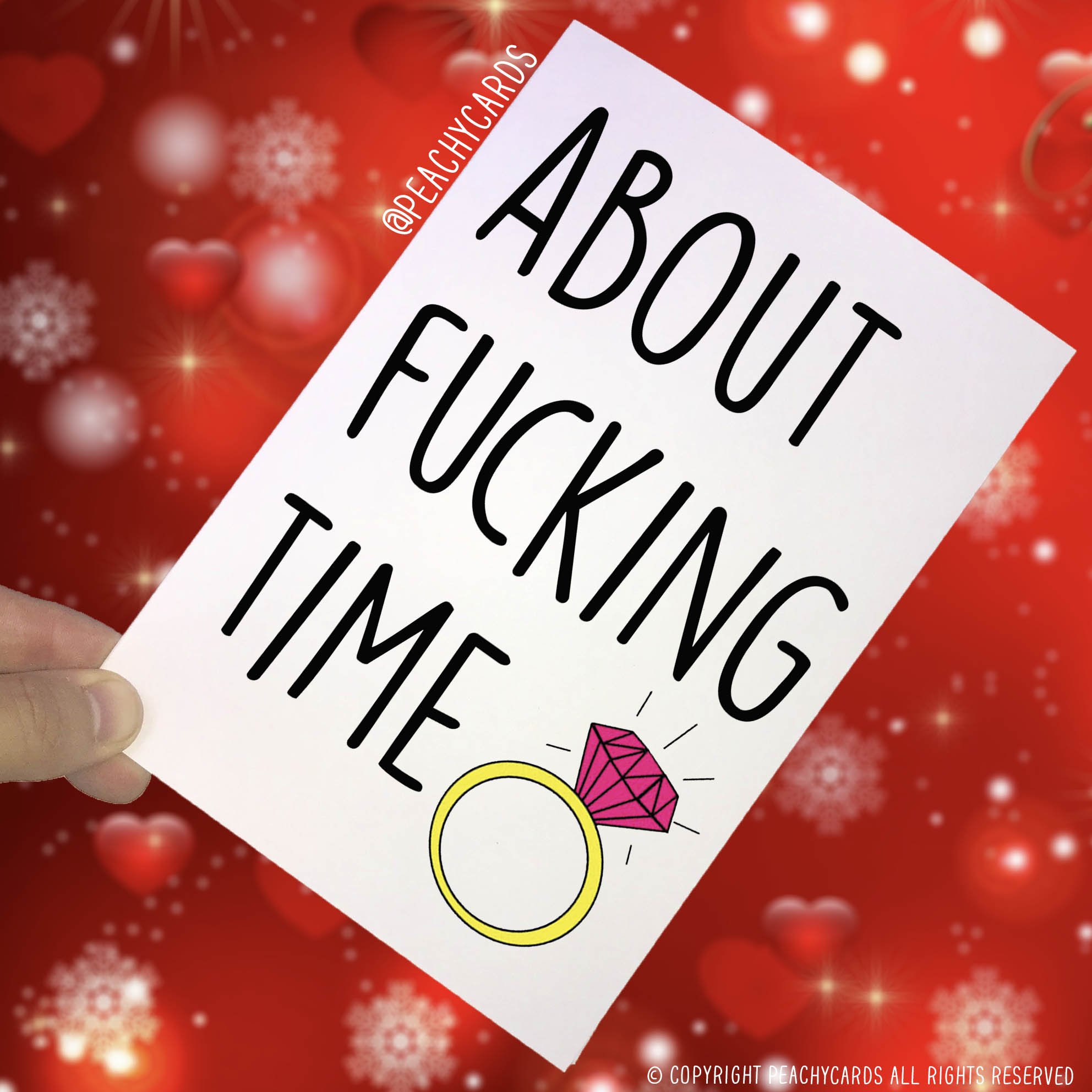 Engagement Cards, Celebration Cards, About F*cking Time, Funny Rude Engagement Card, Joke Card, Best Friend Card Wedding Card Marriage PC156
