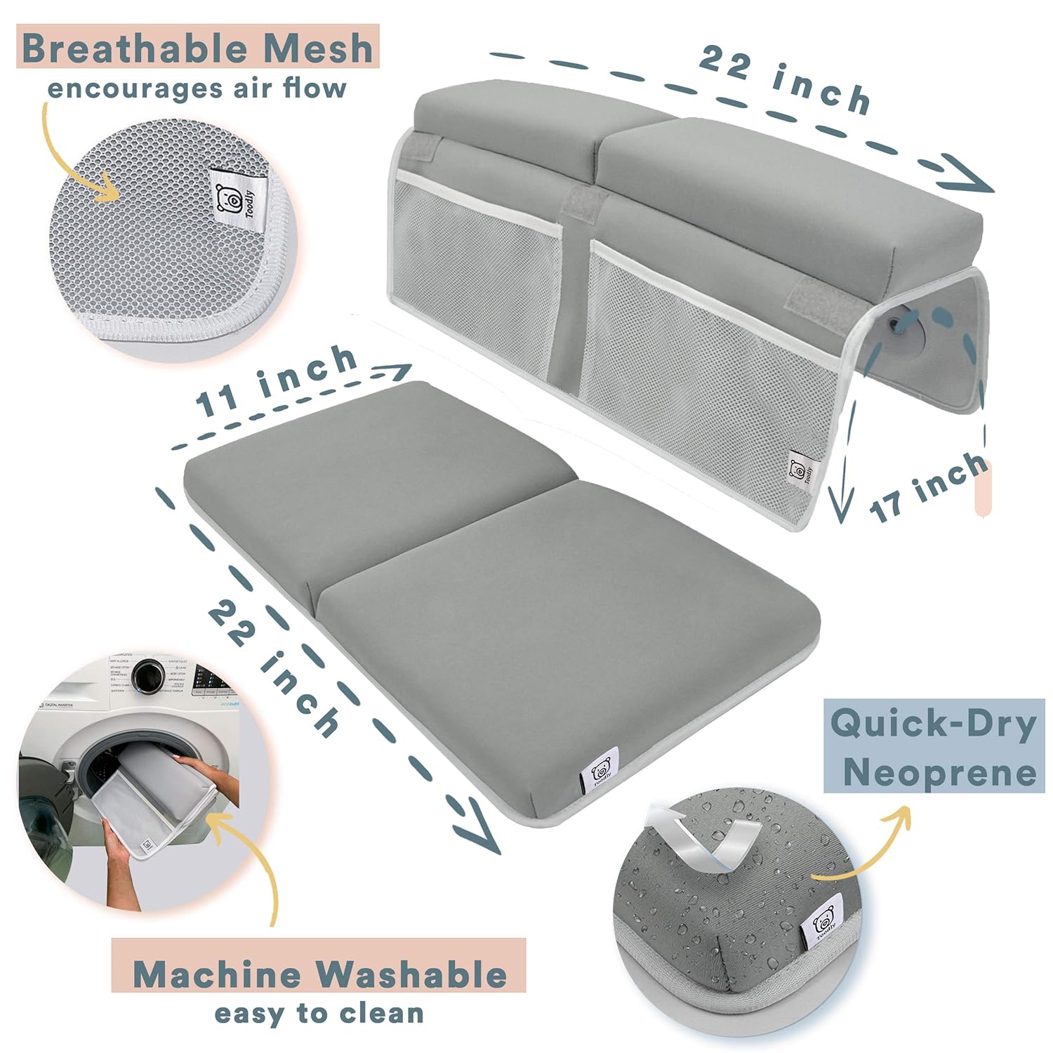 Bath Kneeler and Elbow Rest Pad Set - Thickest Baby Bath Kneeler Pad in The Market - with Memory Foam and Baby Toys Organizer - Ideal Bathtub Kneeler Pad and Elbow Rest for Baby Bath Time : Baby