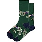 Hot Sox Women's Nympheas Crew Socks 1 Pair, Olive, Women's Shoe 4-10
