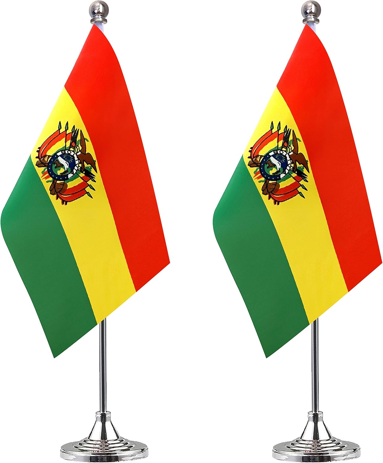 WEITBF Bolivia Desk Flag Small Mini Bolivian Office Table Flag with Stand Base Decorations,2 Pack: Garden & Outdoor