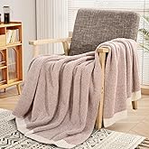 NEXHOME PRO Super Soft Throw Blankets for Couch, Reversible Warm Blanket Cozy Knit Blankets for Women, Fuzzy Plush Lightweight Throws for Sofa, Bed, Picnic, Heather Terracotta, 50 x 60 inches
