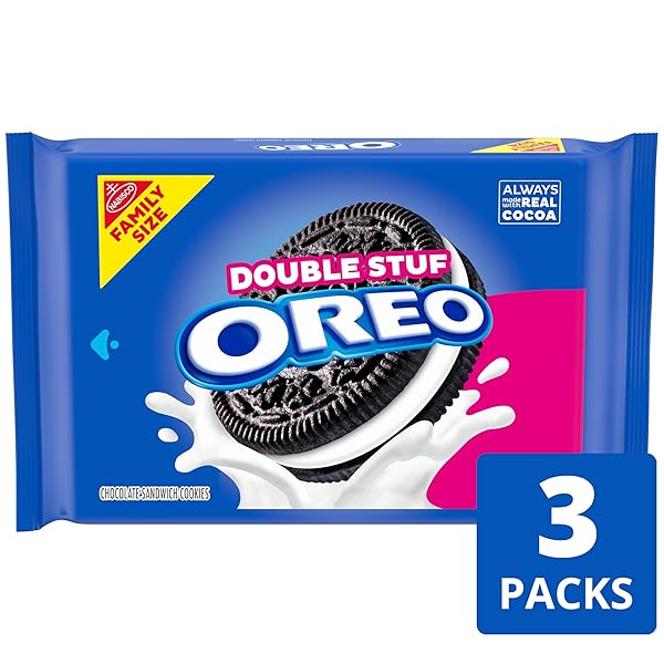 OREO DOUBLE STUF CHOCOLATE SANDWICH COOKIES, FAMILY SIZE, 3 PACKS