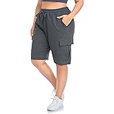 ZERDOCEAN Women's Plus Size Cargo Sweat Shorts Active Summer Workout Walking Athletic Shorts with Pockets