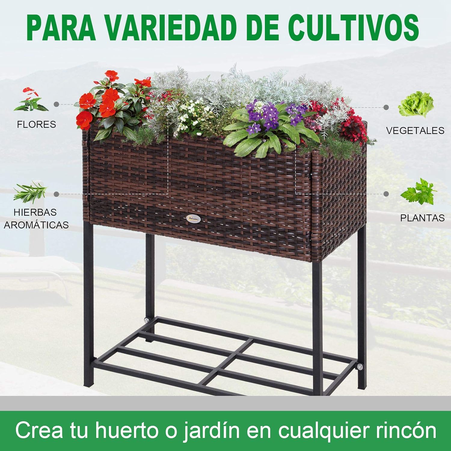 Outsunny Jardinera Exterior para Huerto Urbano Jardinera ...