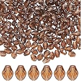 PONABEADIY 1 Box 6MM 325PCS Brown Teardrop Faceted Bead with Hole Transparent Coconut Glass Loose Spacer Charms Beads Bulk for Jewelry Making Earrings Necklaces Bracelets Decor DIY Crafts Supplies