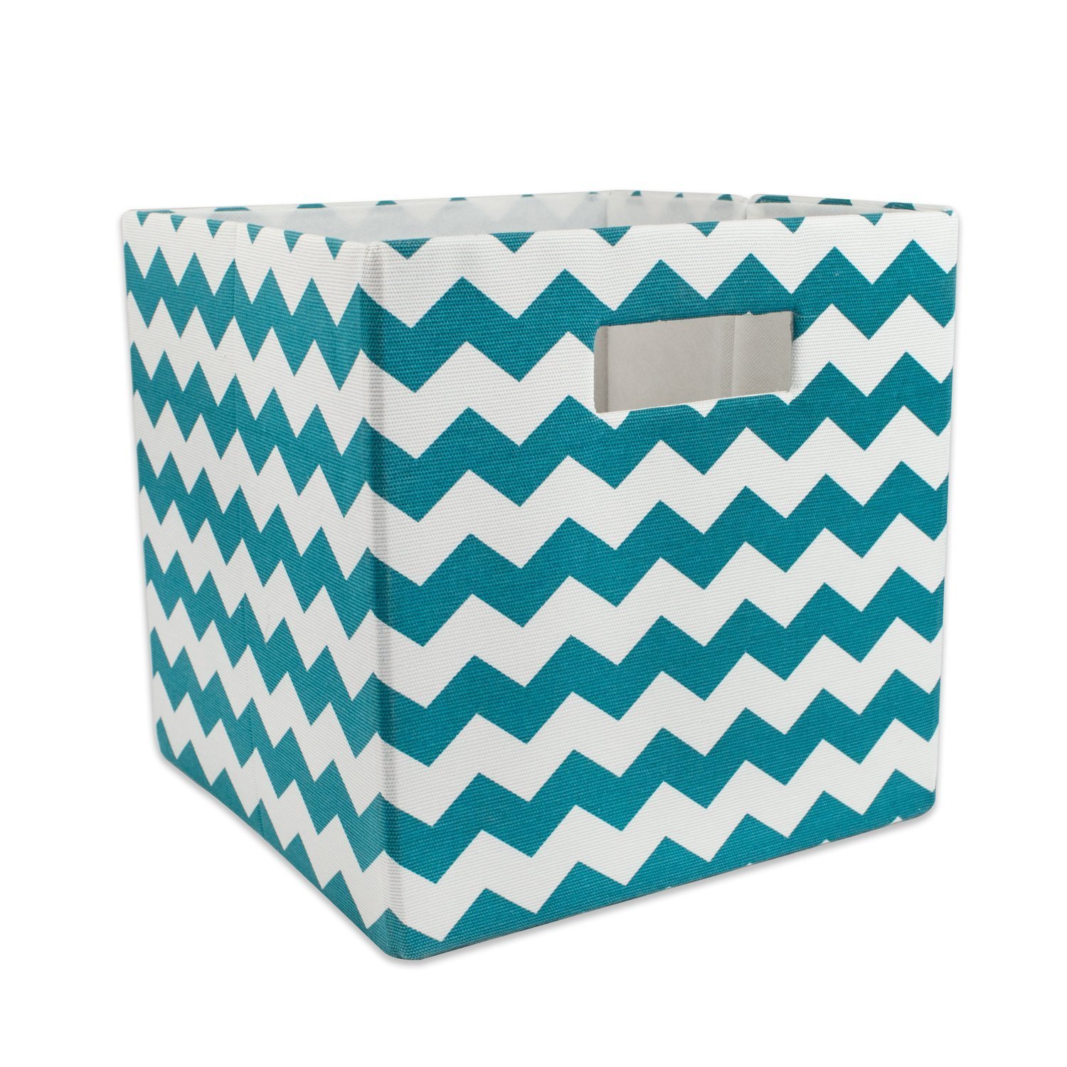 DII Hard Sided Collapsible Fabric Storage Container for Nursery, Offices, & Home Organization, (13x13x13) - Chevron Teal
