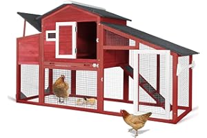 Ketive Chicken Coop Large Wooden Chicken Tractor with Wheels Waterproof Outdoor Hen House Poultry Cage Back Yard Chicken Coops with Run, Laying Boxes and Secure Enclosure (Sloping Roof)