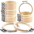 KUANVE 20 Pieces 3 Inch Bamboo Embroidery Hoops Set, Wooden Round Cross Stitch Hoops Adjustable Mini Sewing Circle Hoop Rings