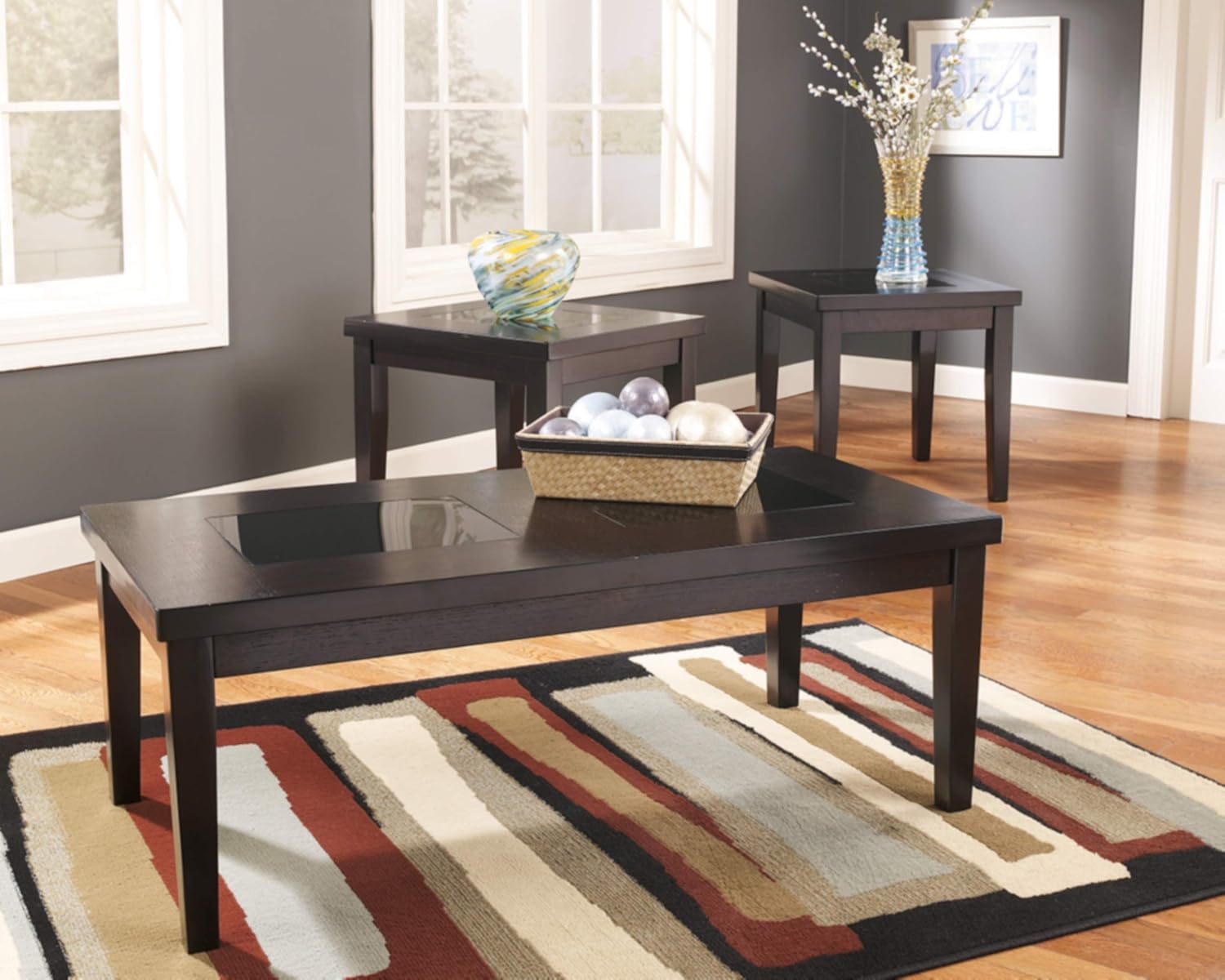 Signature Design by Ashley - Denja Occasional Table Set - Includes Cocktail Table & 2 End Tables, Dark Brown: Furniture & Decor
