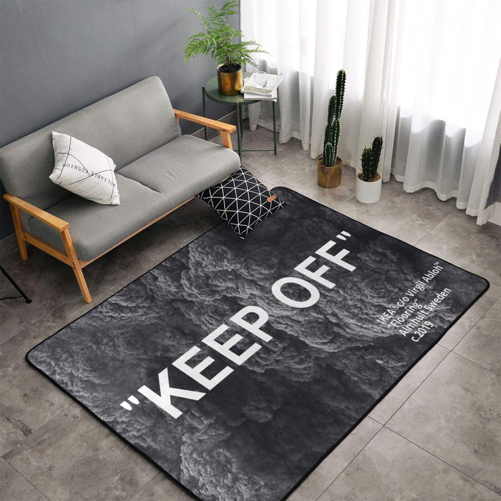Photo 1 of Keep Off Area Rug Black Gray Rug Modern 3D Printing Carpet Large Popular Anti- Slip Floor Mats for Livingroom Bedroom Playroom Office 2' x 3'