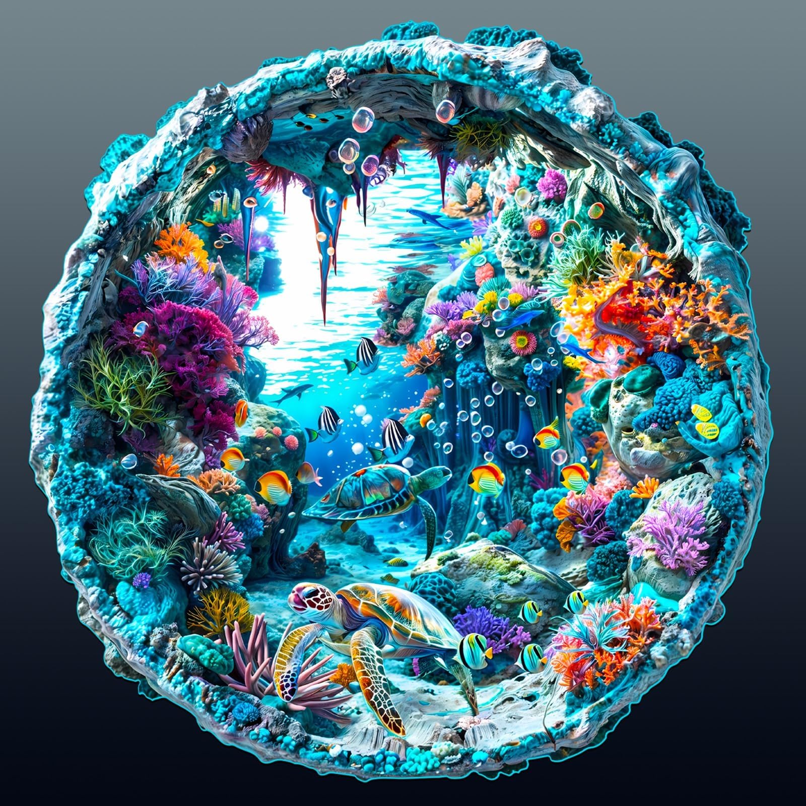 Photo 1 of Wooden Puzzles for Adults, Flat Puzzle with 3D Visual Effect, Seabed Wooden Jigsaw Puzzles for Adults, Sea Turtle Wood Puzzles Adult, Unique Animal Shape, Wall Art Canvas Puzzle(S-8.5 * 8.3in-100pcs)