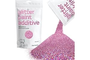Hemway Glitter Paint Additive Crystals for Acrylic Emulsion Paint, Interior & Exterior Walls, Wood, Varnish, Matt, Gloss, Furniture 100g / 3.5oz - Microfine (1/256" 0.004" 0.1mm) - Pink Holographic