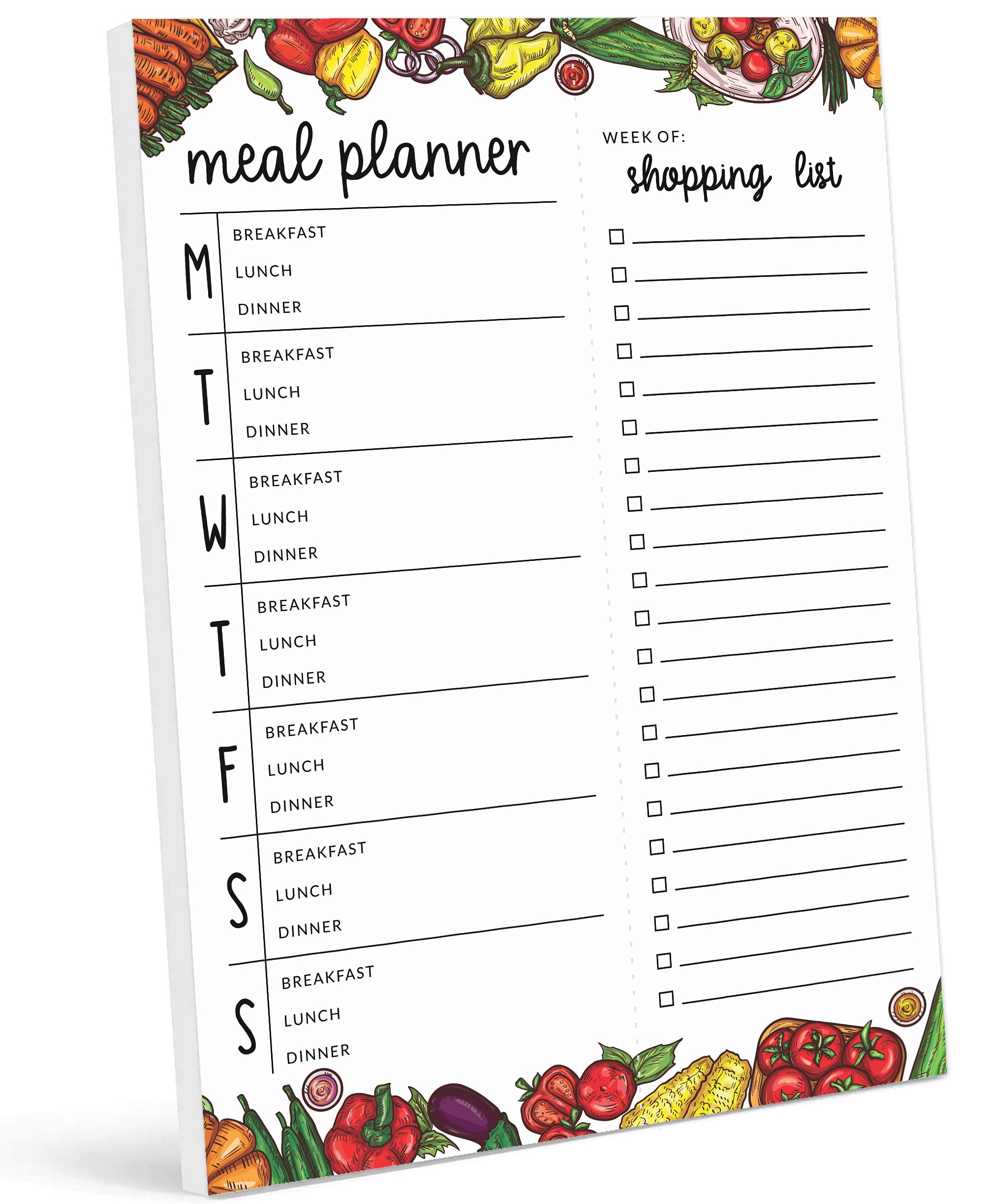 Inkdotpot Weekly Meal Planner Notepad 7"x10”, "Meal Planner" Magnetic Meal Planning Pad with Tear Off Grocery Shopping List for Fridge- Kitchen & Home - 54 Sheets