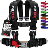 1pc 50 Cal Black 4 Point Harness 2 inch straps, Racing Harness Seat Belt | Ultra Kush padding, Push Button quick release hardware. Universal Fit for UTV, RZR, race car