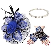 Cizoe Women's Fascinators Hat Kentucky Derby Hats Wedding Cocktail Tea Party Headwear and Gloves