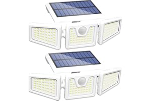 INCX 156 LED Solar Motion Lights Outdoor 2 Pack, 3 Heads Solar Security Lights with Motion Sensor IP65 Waterproof, Flood Lights for Wall, Patio, Garden, Porch, Garage White