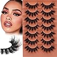 Fluffy Lashes 8D False Eyelashes 20mm Faux Mink Lashes Natural Fake Lashes Thick Volume Eyelashes 7 Pairs Cat Eye Lashes Multipack by TOOCHUNAG