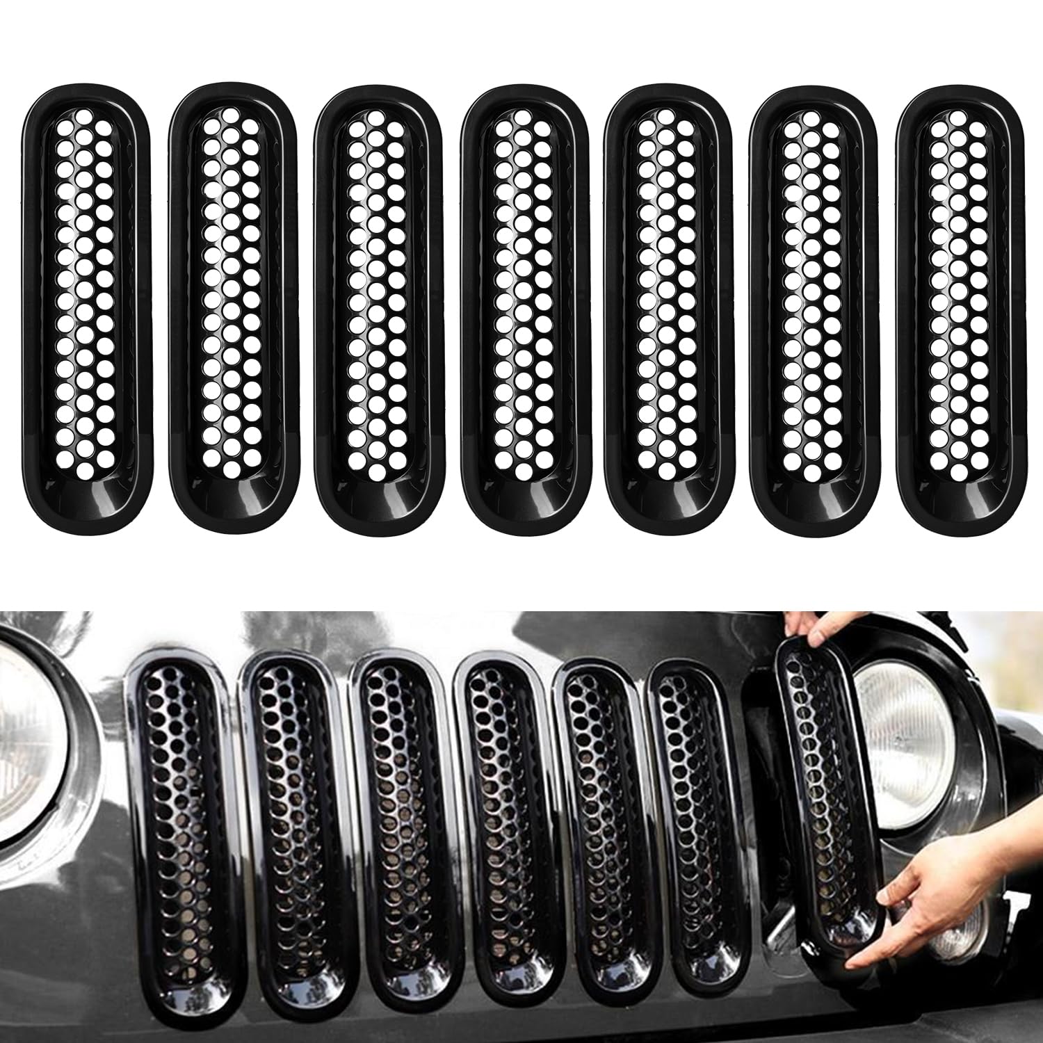 Photo 1 of ***MISSING PARTS***
KNGEARZ for Jeep Wrangler JK Grill Inserts, Matte Black Front Mesh Grille Cover Guard Clip-in for Jeep JK Wrangler & Wrangler Unlimited 2007-2017 Accessories