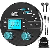 Greadio Portable CD Player with Bluetooth, Discman CD Player for Car with FM Transmitter, Rechargeable CD Players Portable wi
