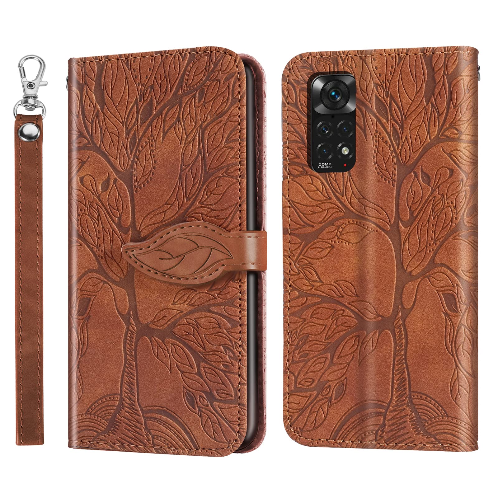 Rostsant Case for Xiaomi Redmi Note 11 Pro 5G/4G, Redmi Note 11 Pro+ - Brown PU Leather Flip Cover Wallet with Magnetic Closure, Card Slots & Stand Function — image 1