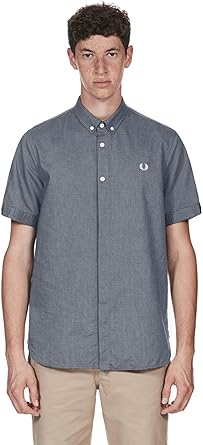 fred perry short sleeve oxford shirt black