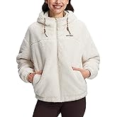 Pioneer Camp Women's Fuzzy Fleece Jacket Lightweight Full Zip Up Sherpa Jacket with Hood Warm Soft Fall Winter Coat Hoodie