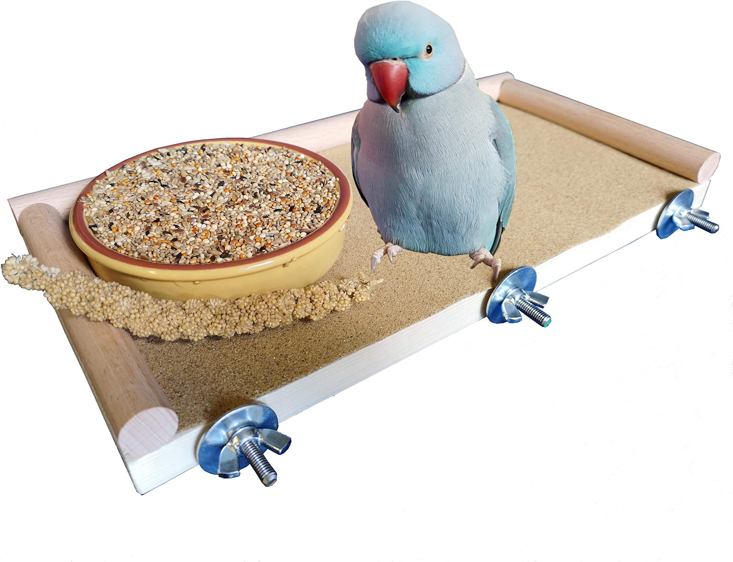 Bird platform 33 cm length perch shelf stand cage accessory! Beech doweling wood perimeter! For cockatiels, parrots, budgies, parrotlets! Strong, built to last! Aesthetic look! Excellent gift!
